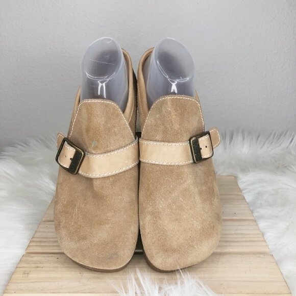 Earth Shoe Kalso Negative Heel Tan Suede Leather Slip On Loafers Size 12.5 - Picture 3 of 6